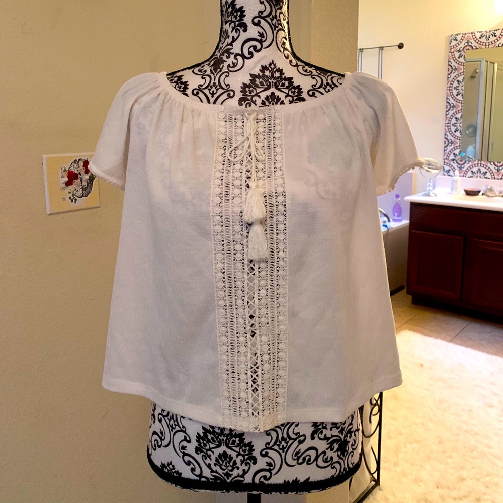H&M White peasant top